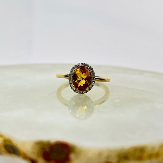 Diamantring med Citrin 0.20ct tw/si