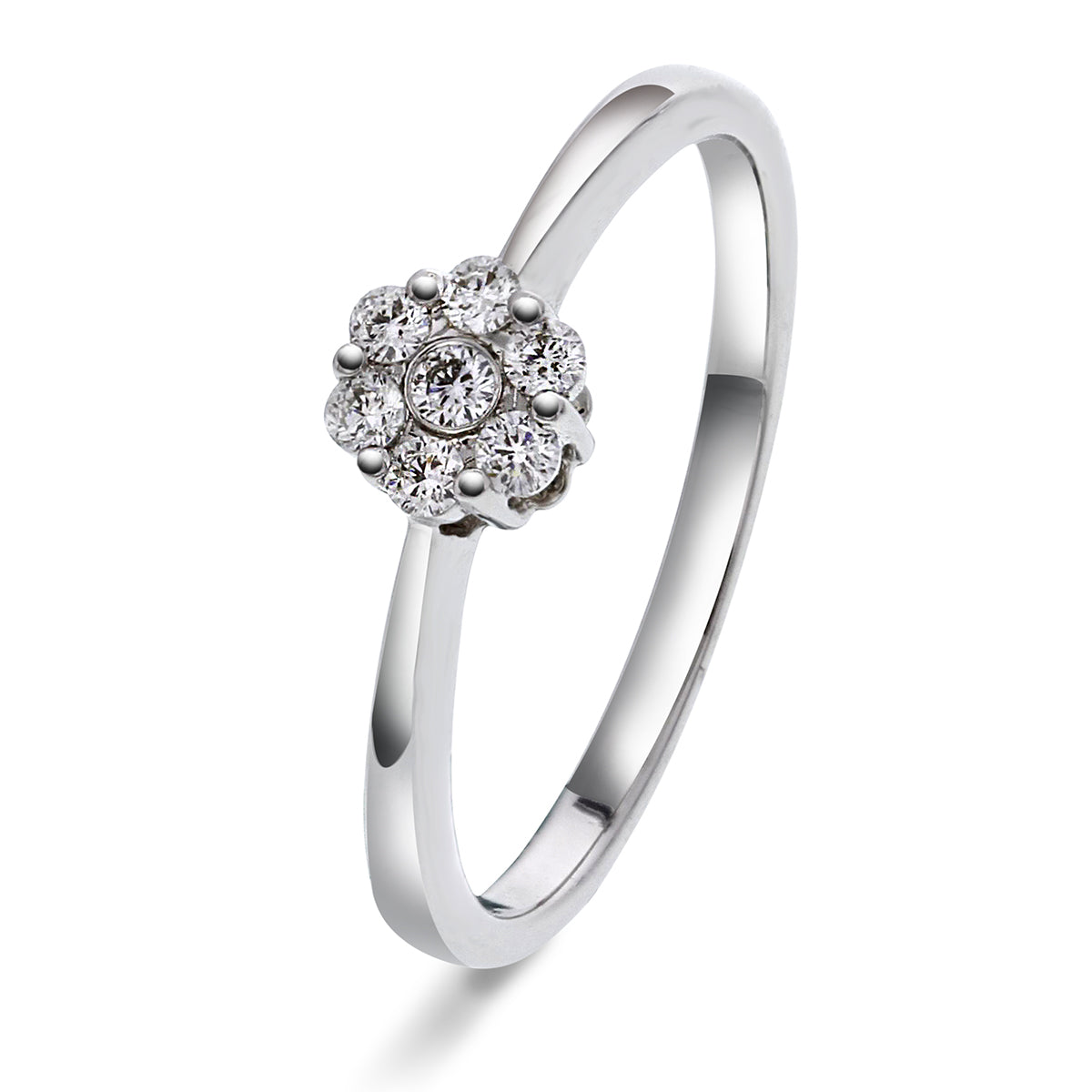 Rosettring i 14kt Hvitt Gull,, 0.20ct tw/si Diamanter
