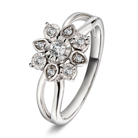 Diamantring i gult/hvitt gull Rosettstjerne, 0.20ct