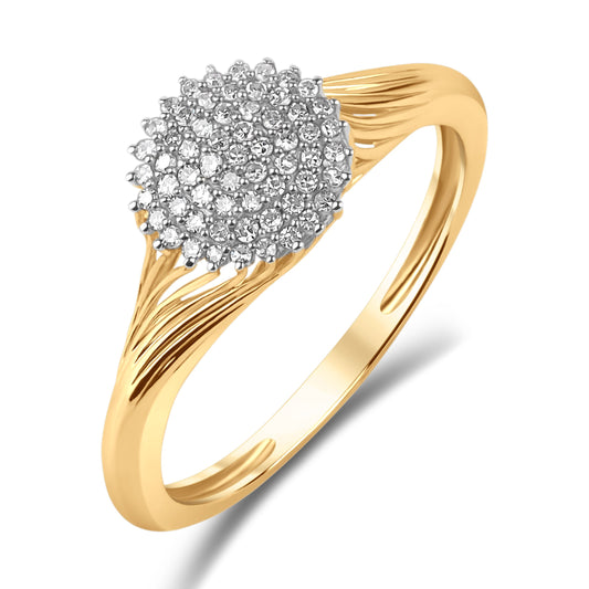 Diamantring rosett 0,25ct tw/si i hvitt/gult gull