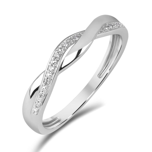 Diamantring 0,06ct tw/si i hvitt/gult gull