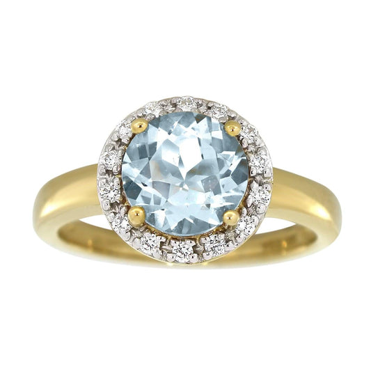 Diamantring 14kt gult gull 0.15ct TW/Si Aquamarine - Diamanthuset