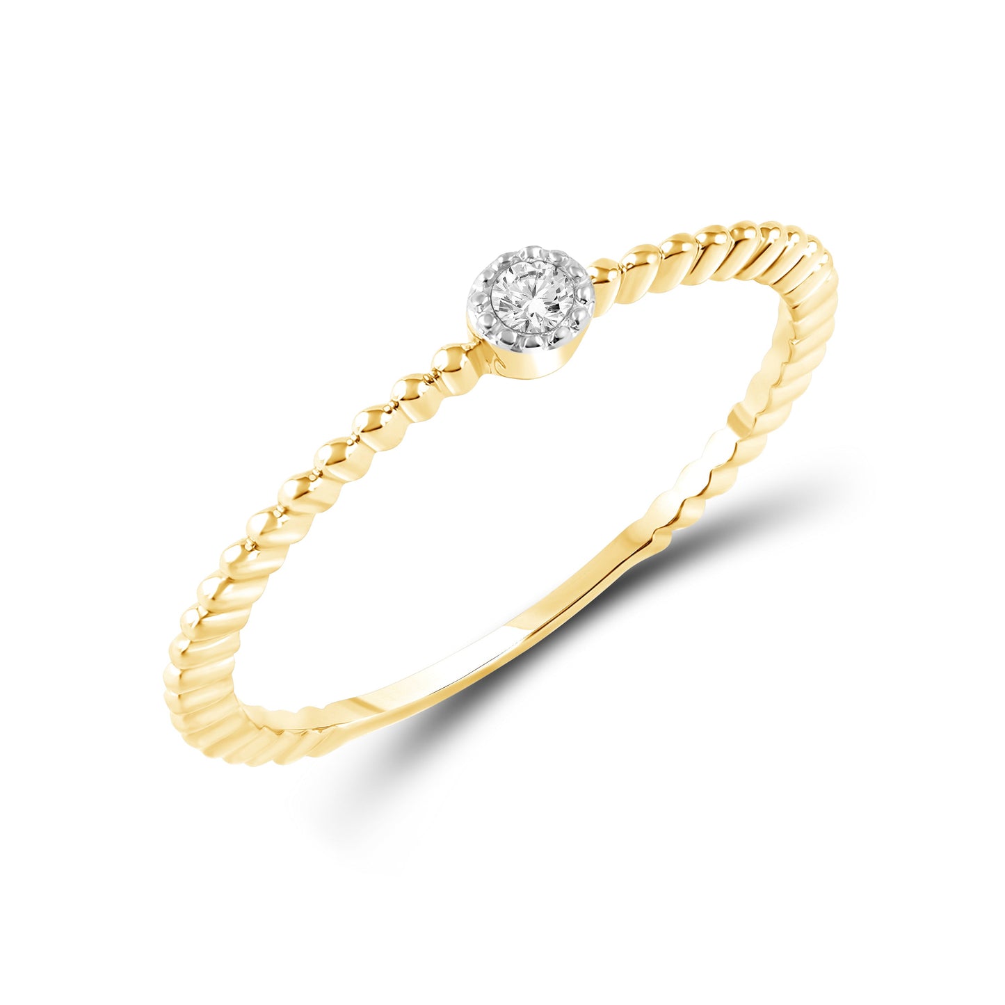 Diamantring i Hvitt/Gult Gull, 0.05CT TWSI