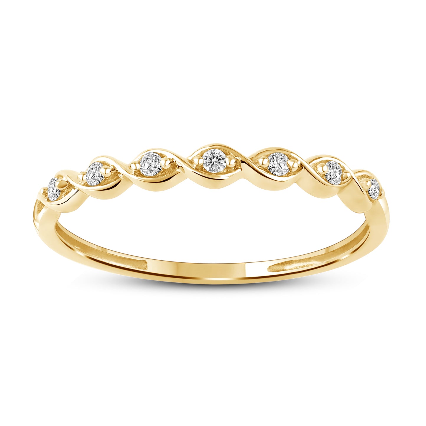 Tvinnet Diamantring i Hvitt/Gult Gull, 0.10CT TWSI