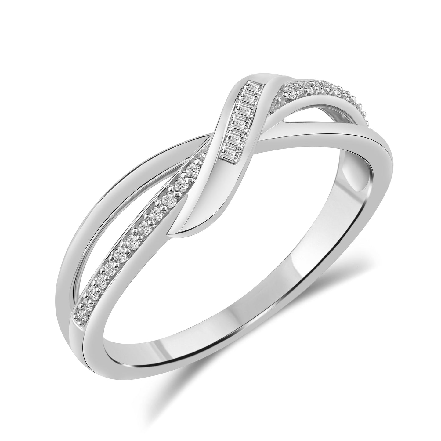 Diamantring i hvitt gull, 0.12ct TW/S