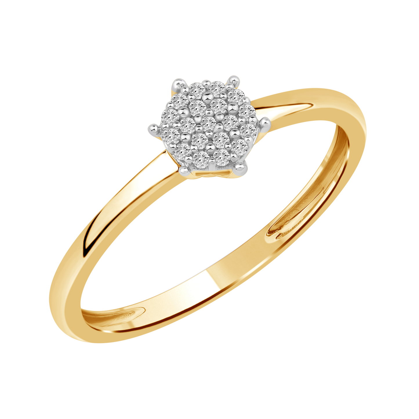 Diamantring i Hvitt/Gult Gull 0.10 tw/si