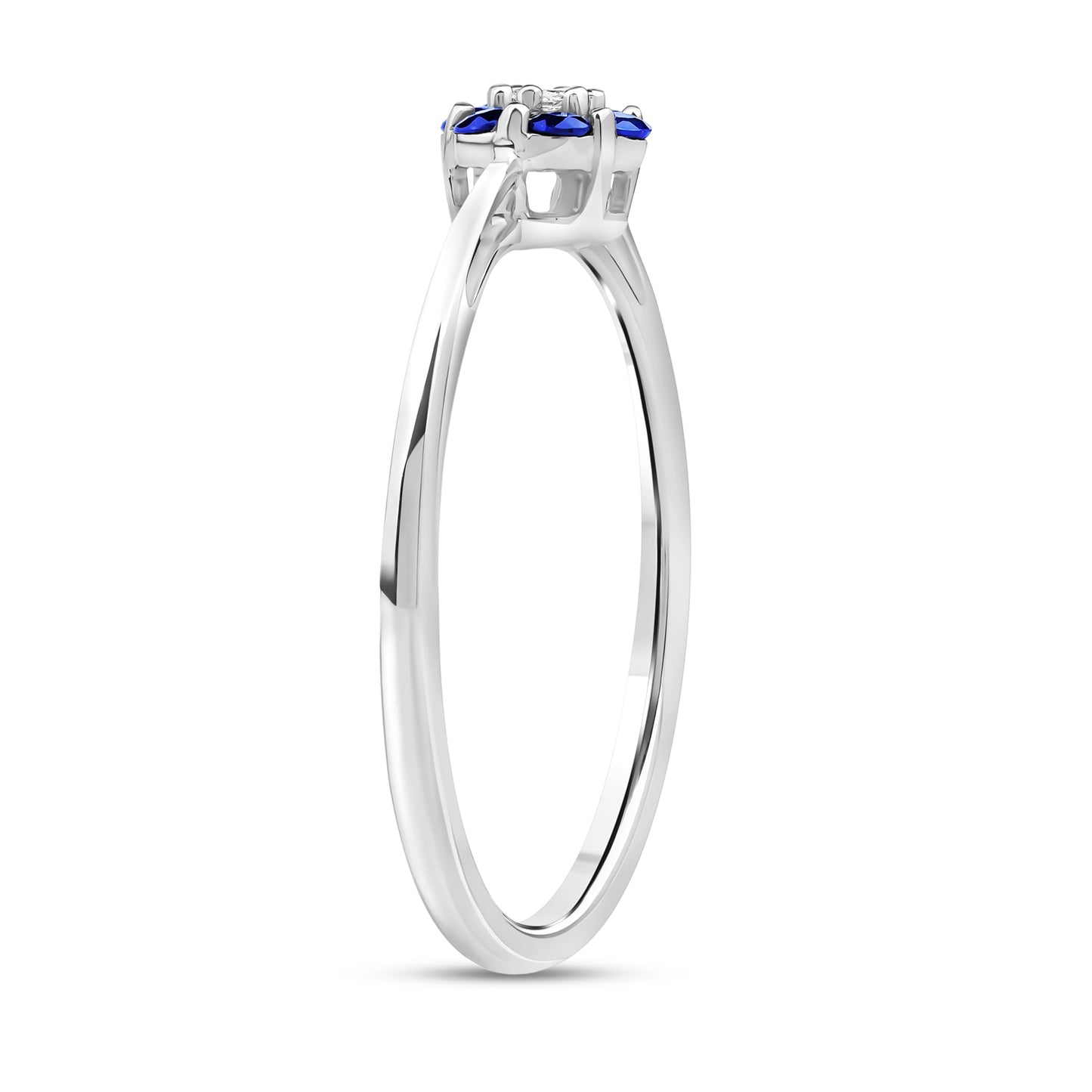 Diamantring i Hvitt/Gult Gull 0.03 tw/si og 0.18ct safir