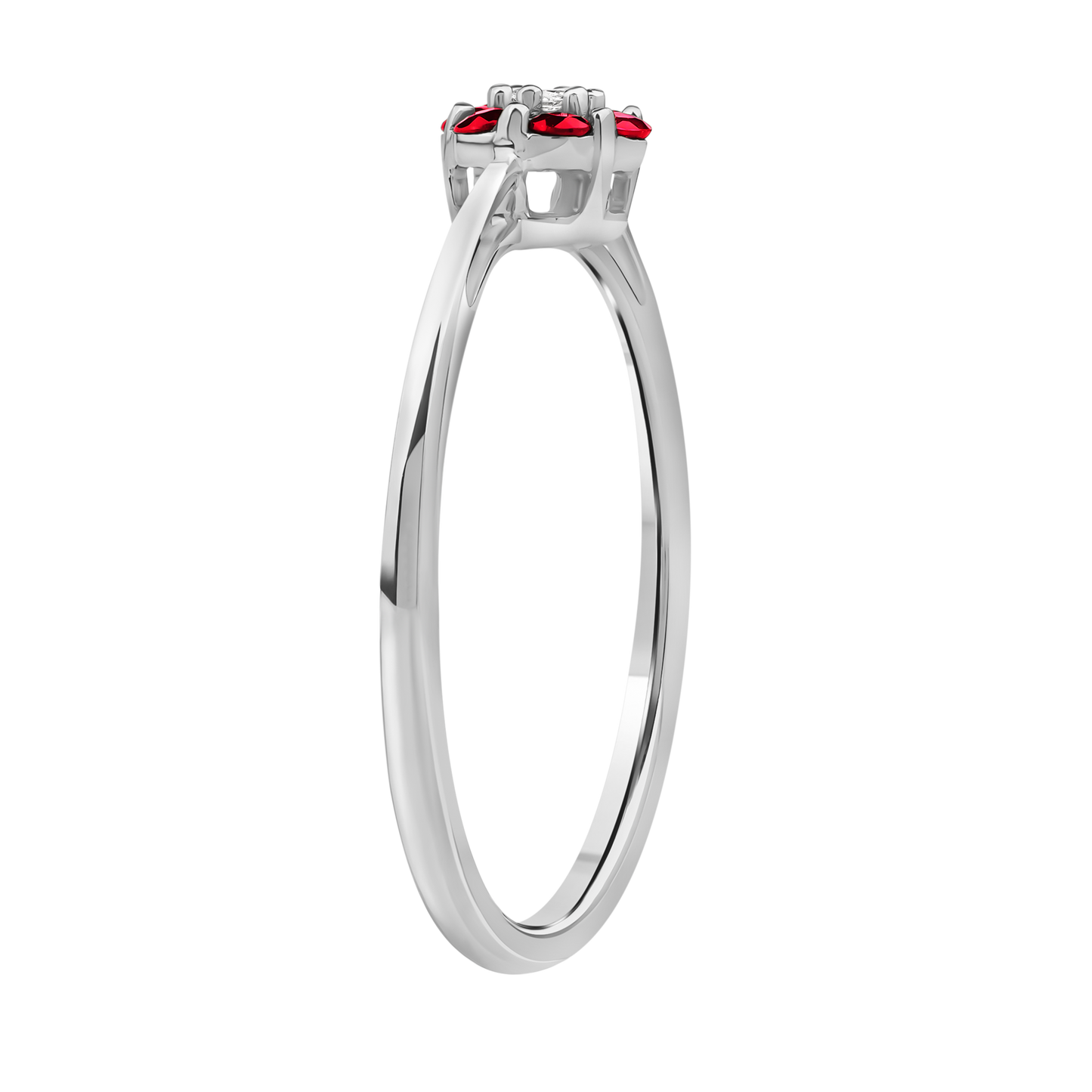 Diamantring i Hvitt/Gult Gull 0.03 tw/si og 0.18ct rubin
