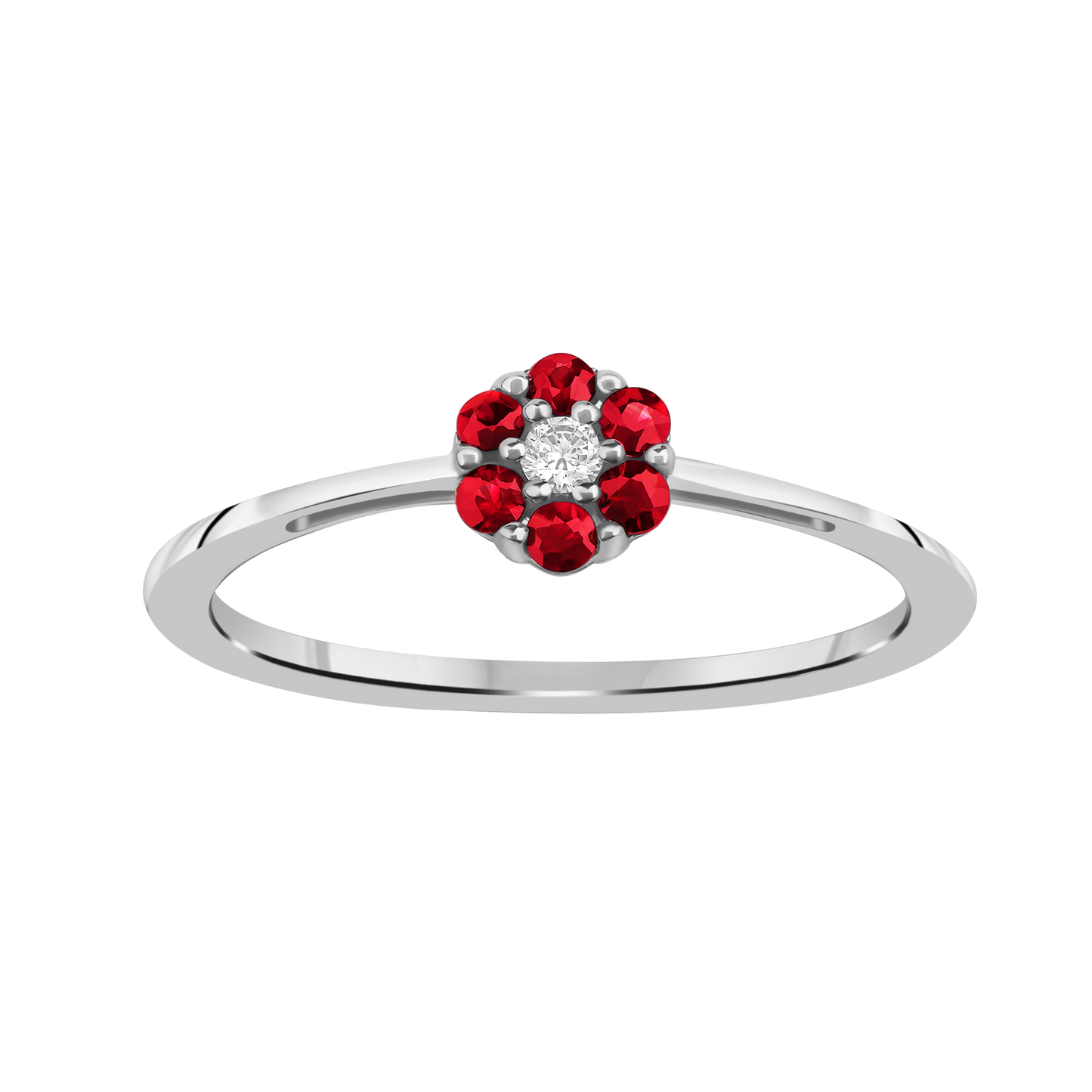 Diamantring i Hvitt/Gult Gull 0.03 tw/si og 0.18ct rubin