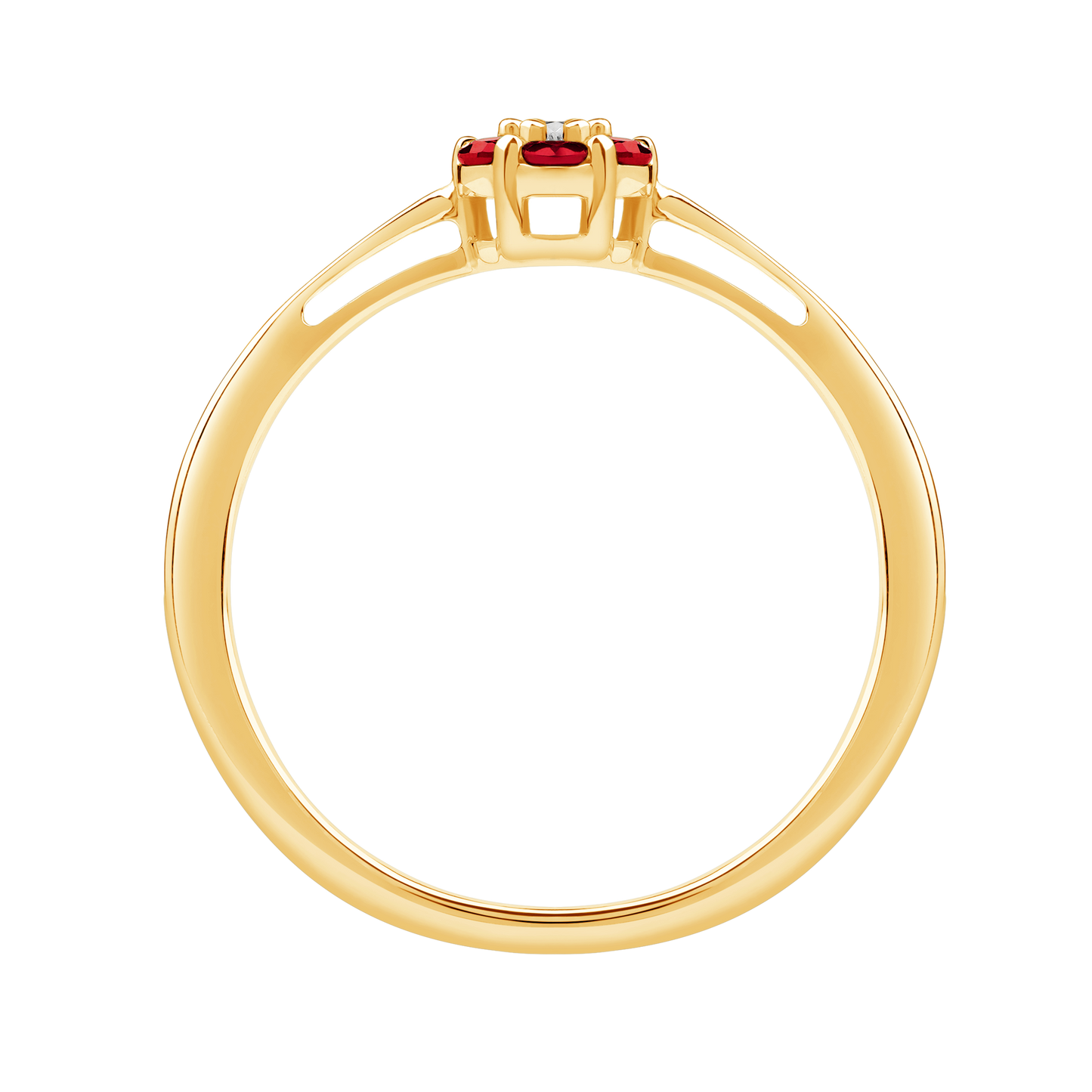 Diamantring i Hvitt/Gult Gull 0.03 tw/si og 0.18ct rubin