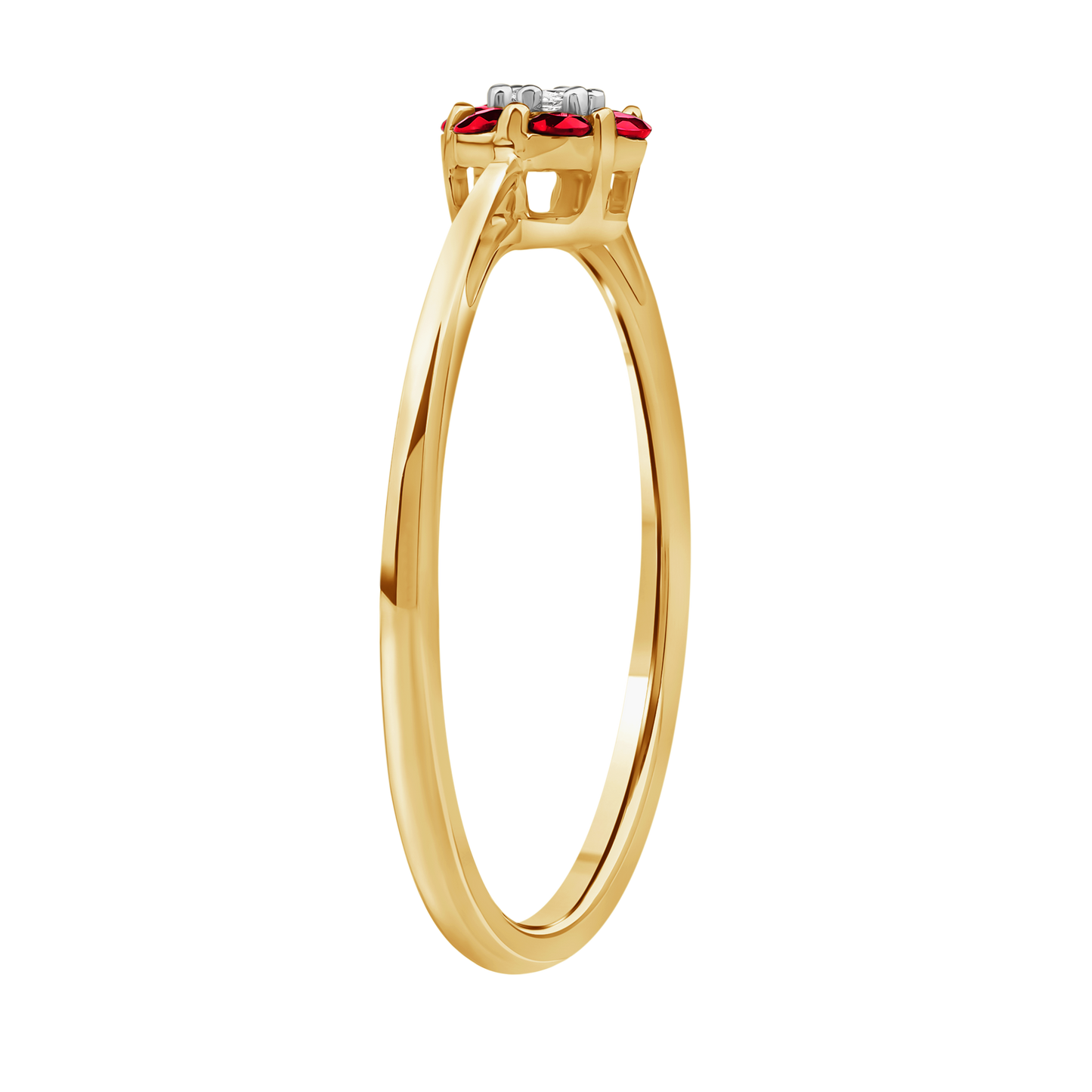 Diamantring i Hvitt/Gult Gull 0.03 tw/si og 0.18ct rubin
