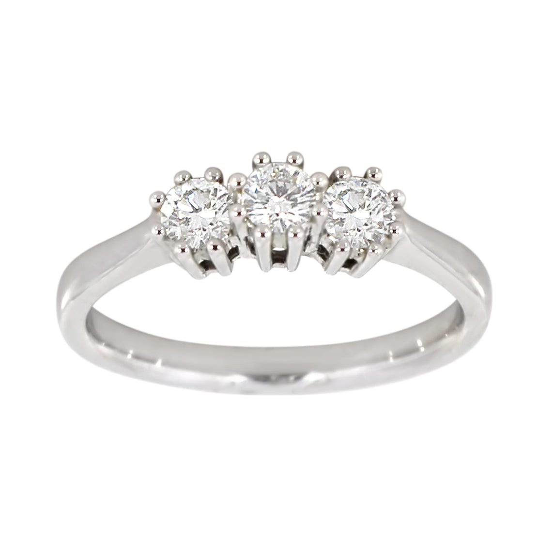 Diamantring i Hvitt Gull og tre Diamanter 0.30ct TW/SI