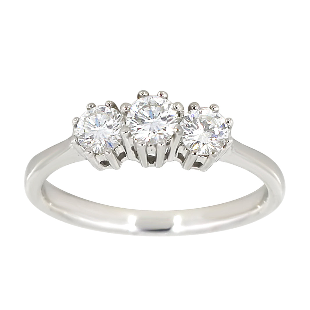 Diamantring i Hvitt Gull og tre Diamanter 0.60ct TW/SI
