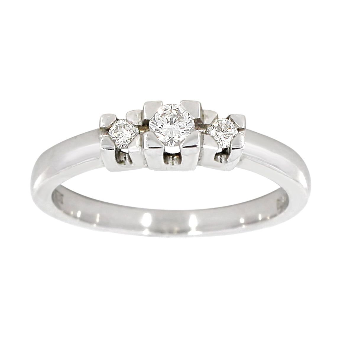 Diamantring Gult/Hvitt Gull og tre diamanter 0,25ct TW/SI