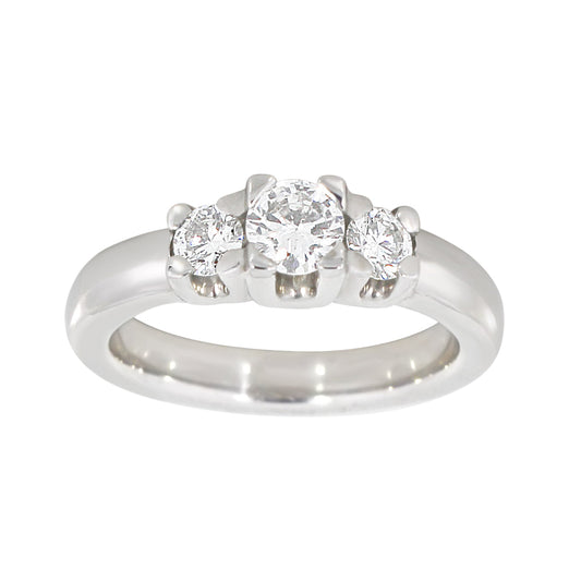 Diamantring i Gult/Hvitt Gull og tre Diamanter 0.75ct TW/SI