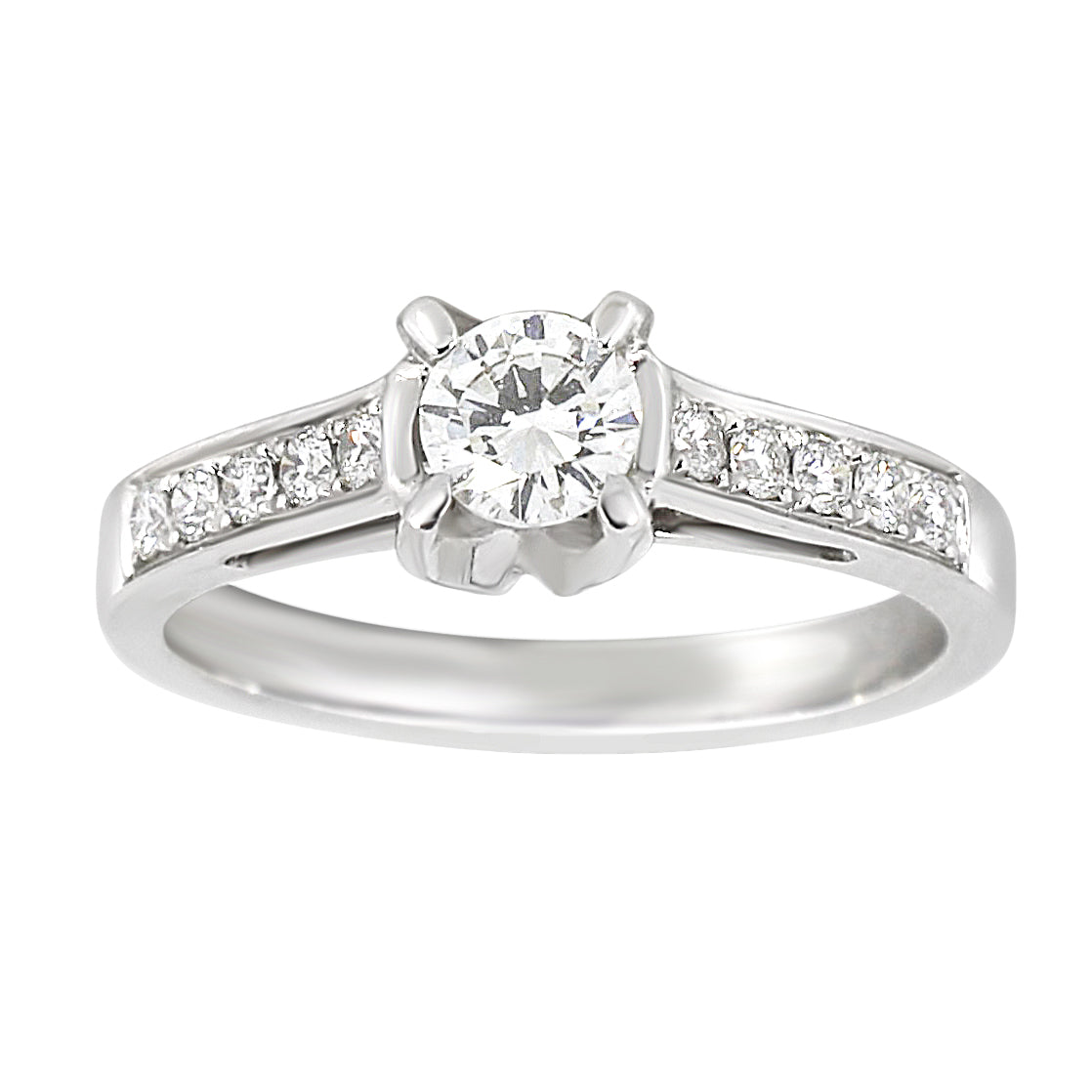 Diamantring i Hvitt Gull (585) Med Tot. 0.60ct TWSI Diamanter