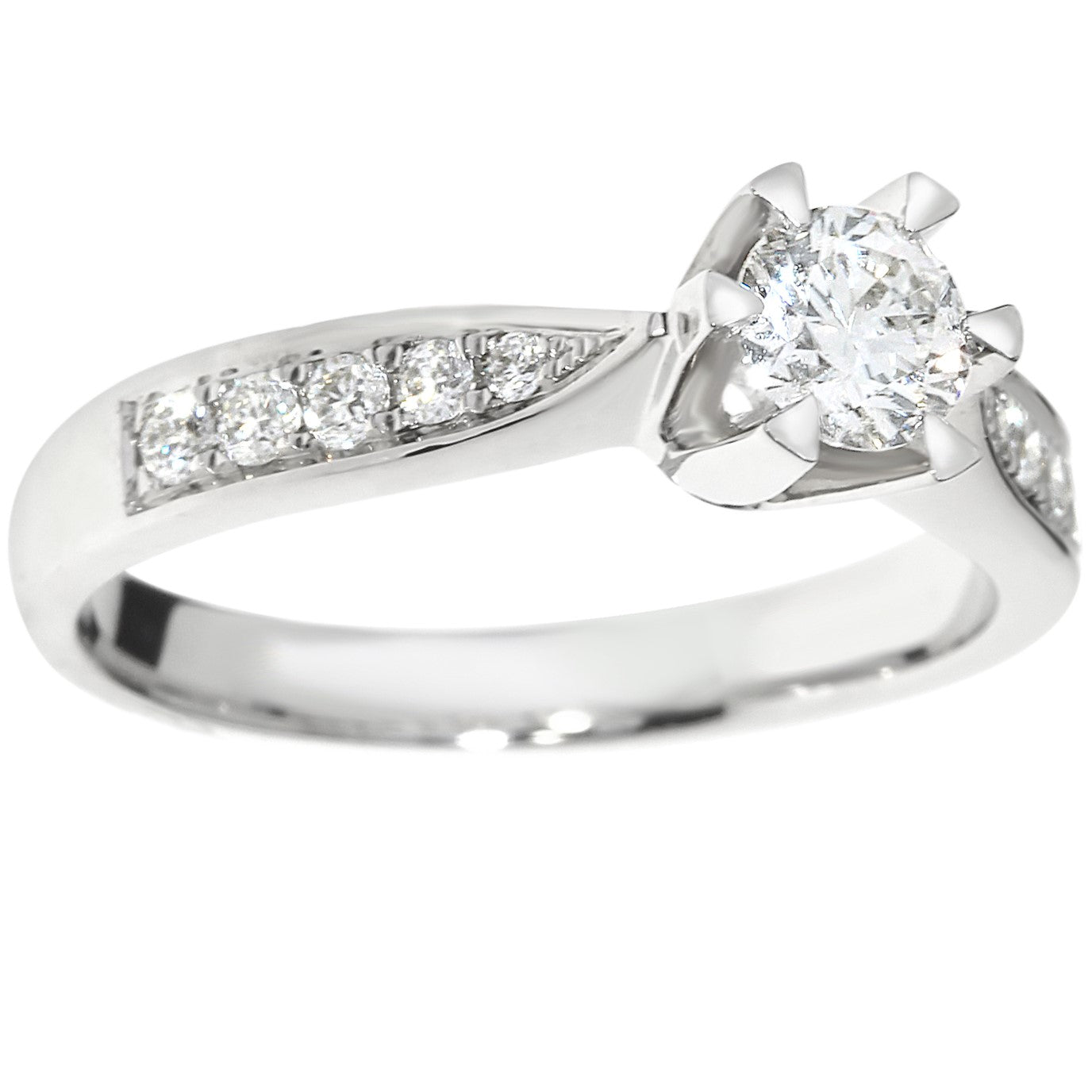 Diamantring i Hvitt Gull (585), 0.35ct TW/SI Diamanter