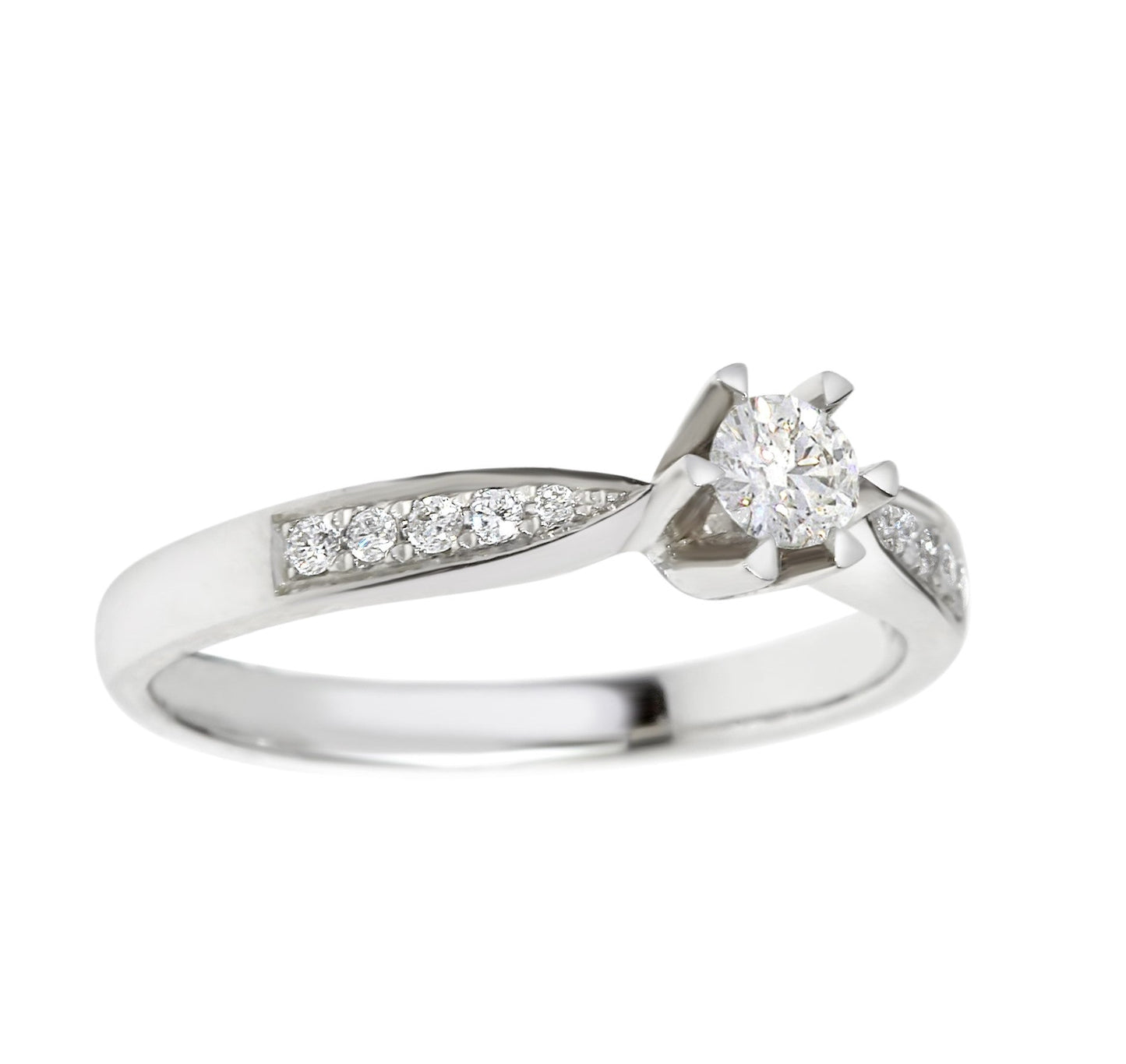 Diamantring i Hvitt Gull (585) med tot. 0.60ct TWSI Diamanter