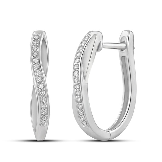 Øreringer i 14kt Hvitt/Gult Gull (585), 0.15ct TW/SI Diamanter