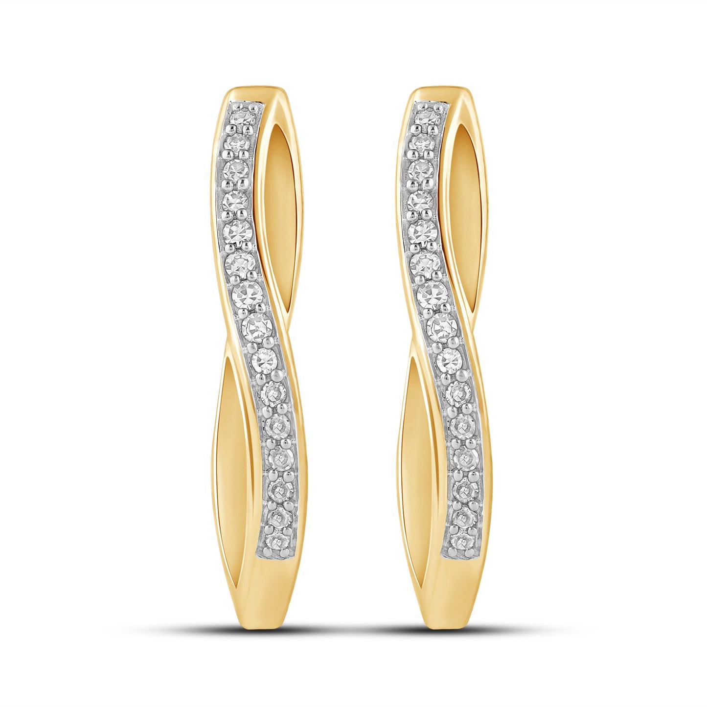 Øreringer i 14kt Hvitt/Gult Gull (585), 0.15ct TW/SI Diamanter