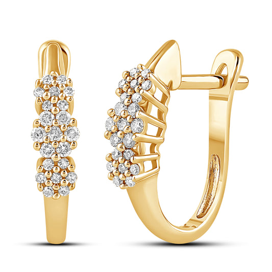 Øreringer i 14kt Hvitt/Gult Gull (585), 0.30ct TW/SI Diamanter