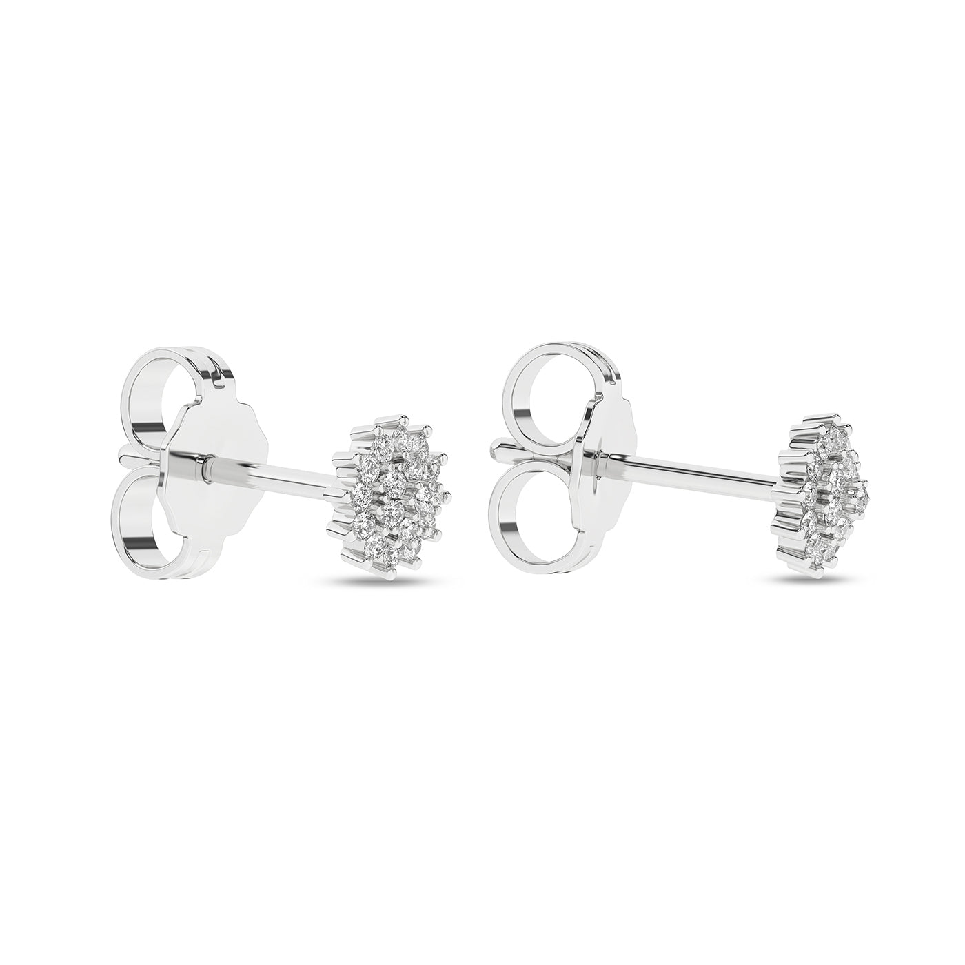 Diamantøredobber rosett i Hvitt/Gult Gull, 0.12ct TW Si