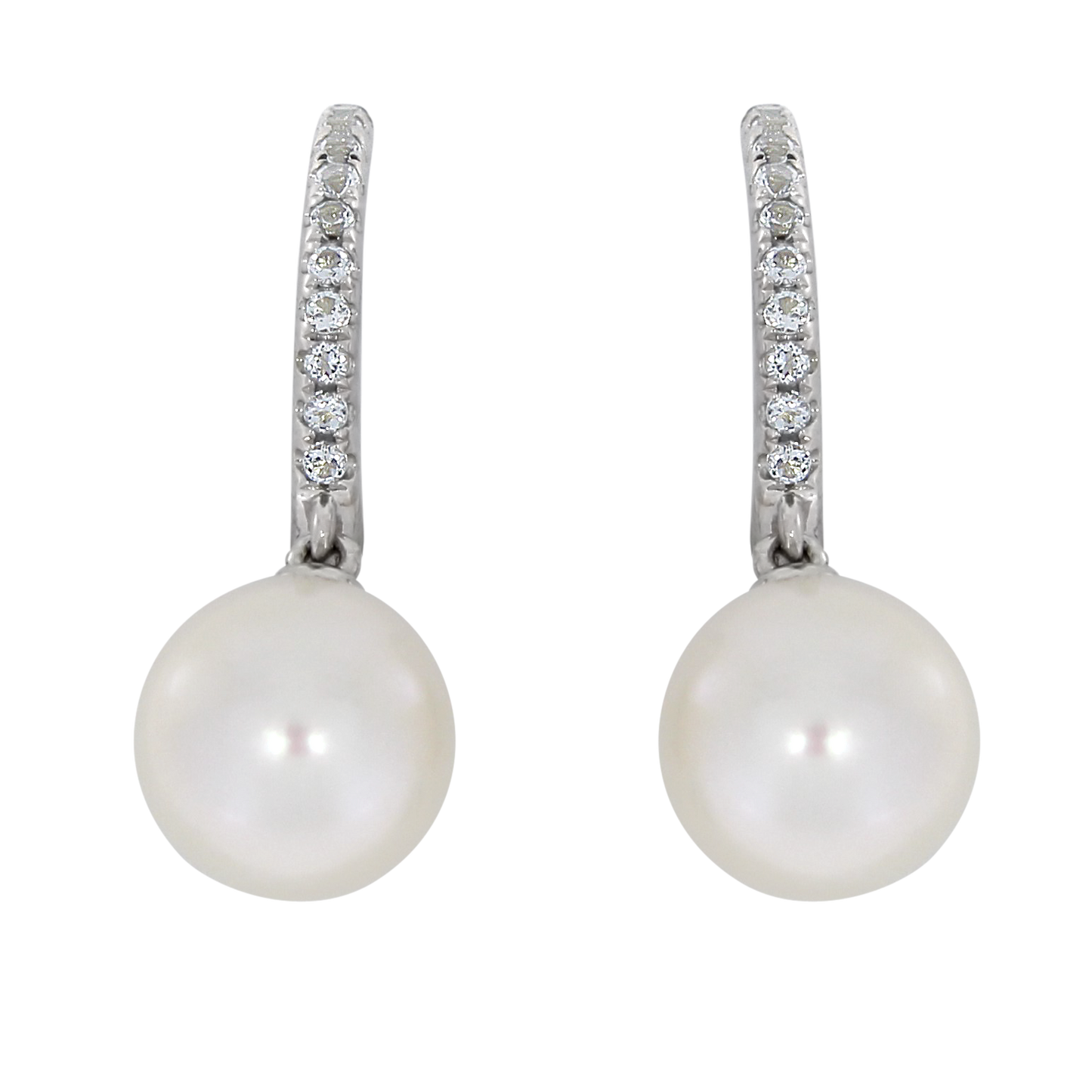 Ørepynt i Gult Gull(585), 0.24ct Aquamarine og 9.5mm Perle