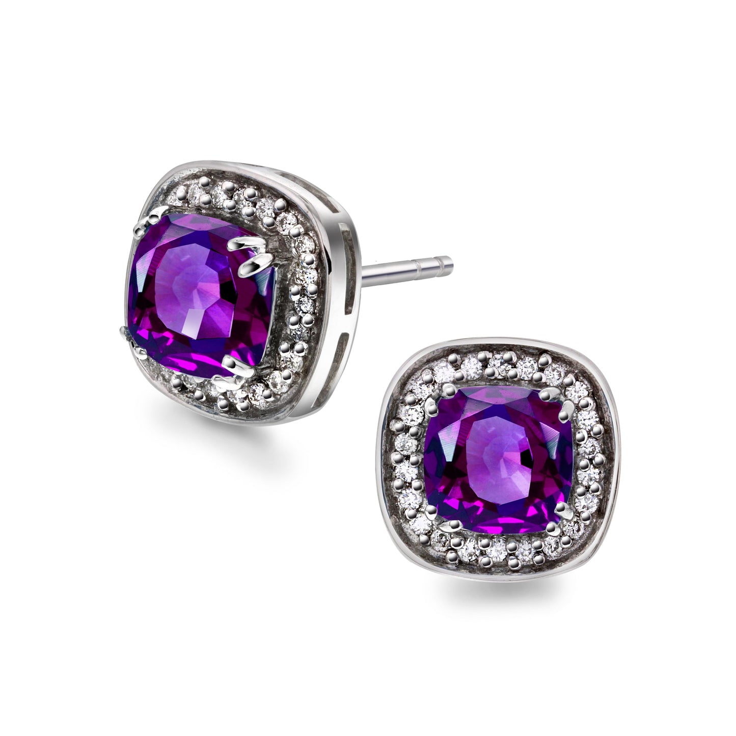 Diamantørepynt i Hvitt Gull med 2.00ct Ametyst og 0.20ct TW/SI Diamanter