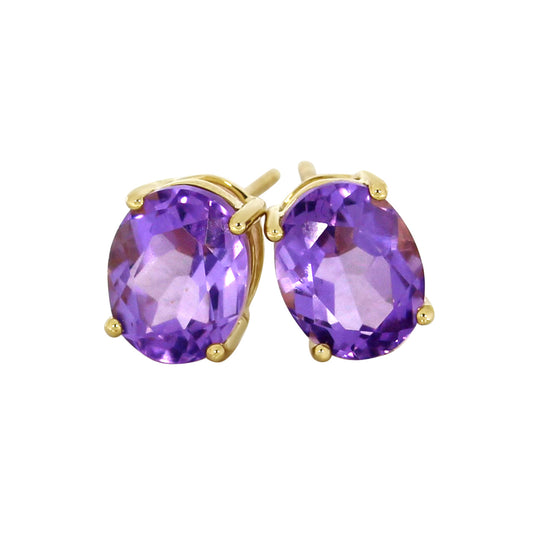 Ørepynt i Hvitt/Gult Gull(585) med Ametyst