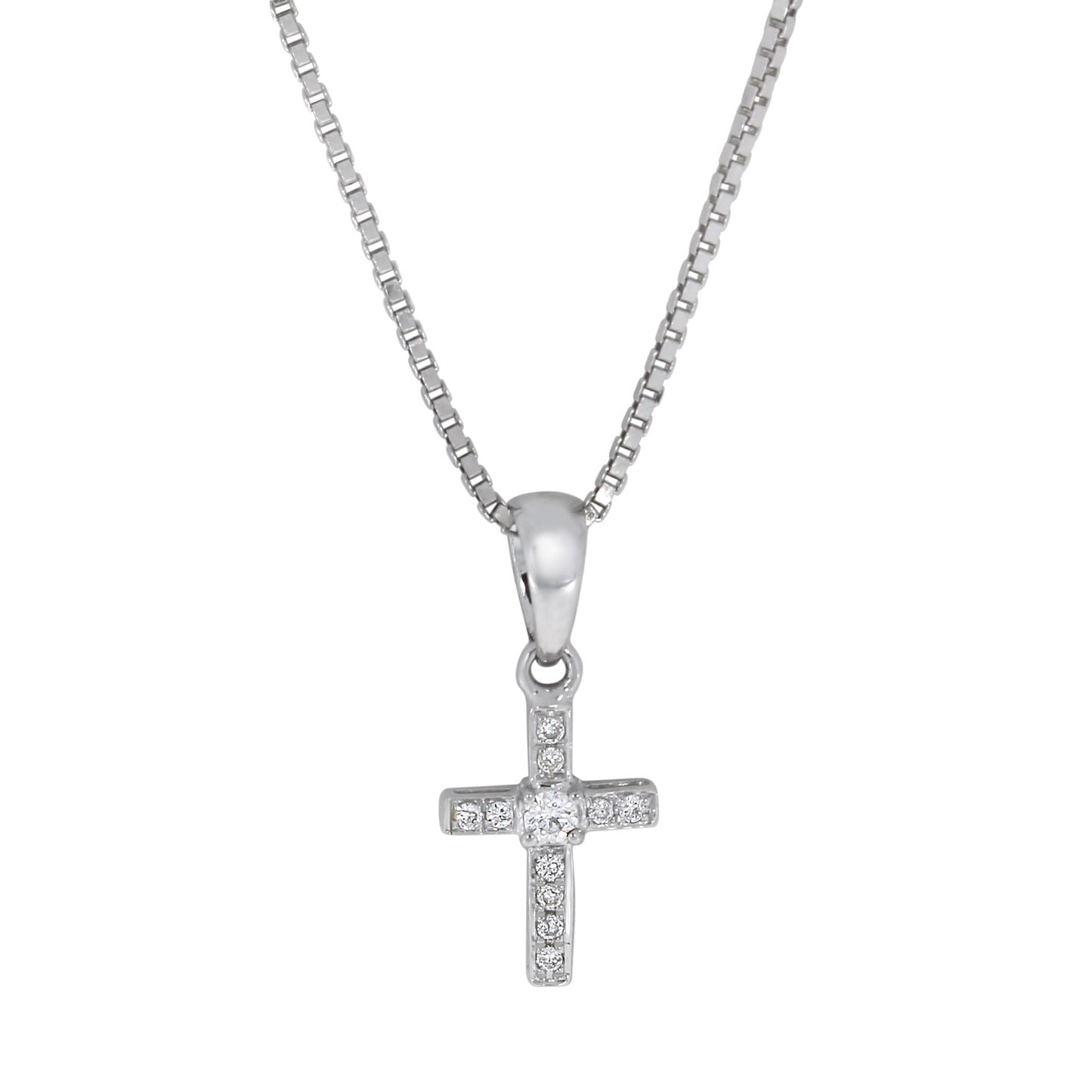 Korsanheng i 14kt Hvitt Gull,, 0.09ct TW/SI diamanter
