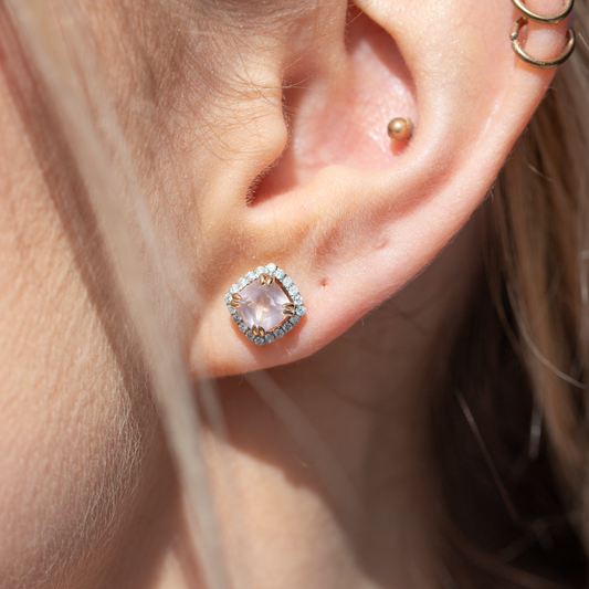 Bloom Diamantørepynt i Gult Gull - 0.30ct tw/si Diamanter - 2.10ct Rosekvarts - 14kt Gull (585)