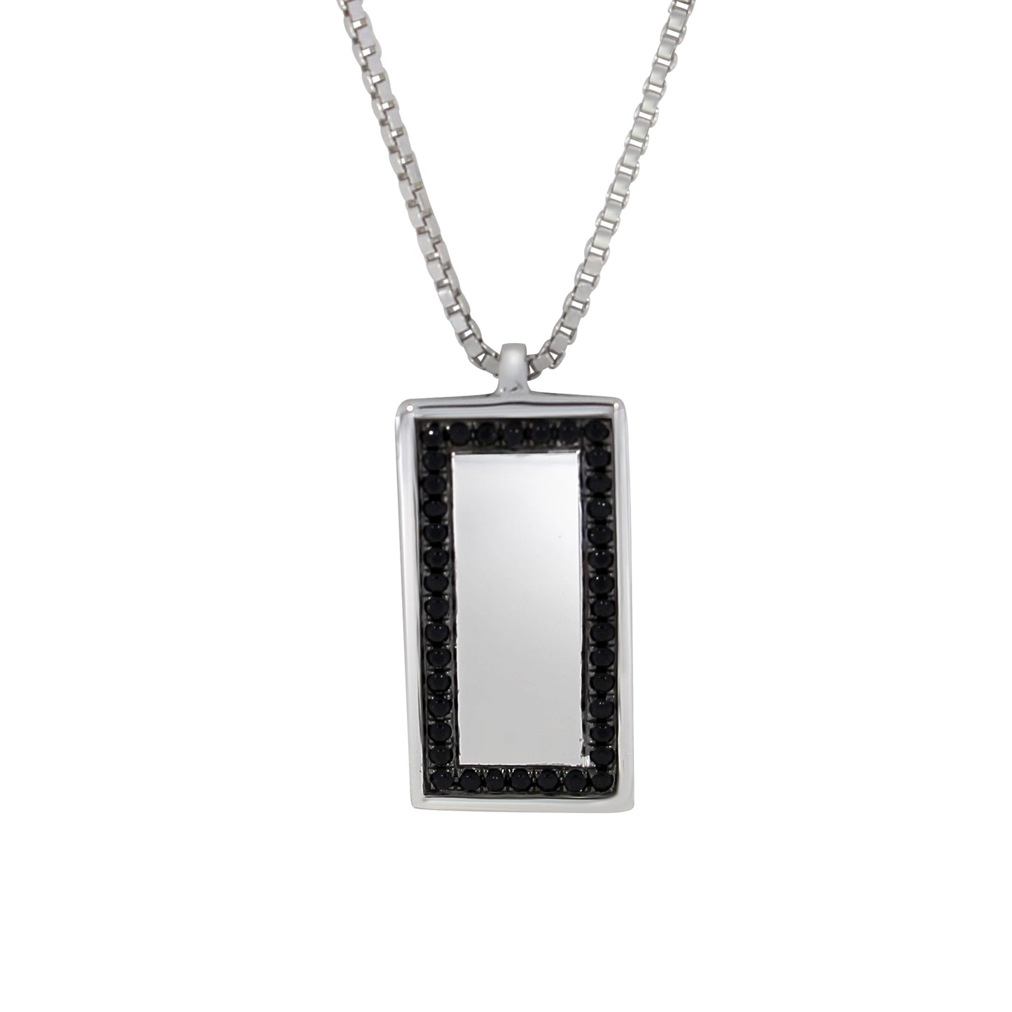 Herreanheng i 14kt Hvitt Gull,, 0,30ct Svart Spinell