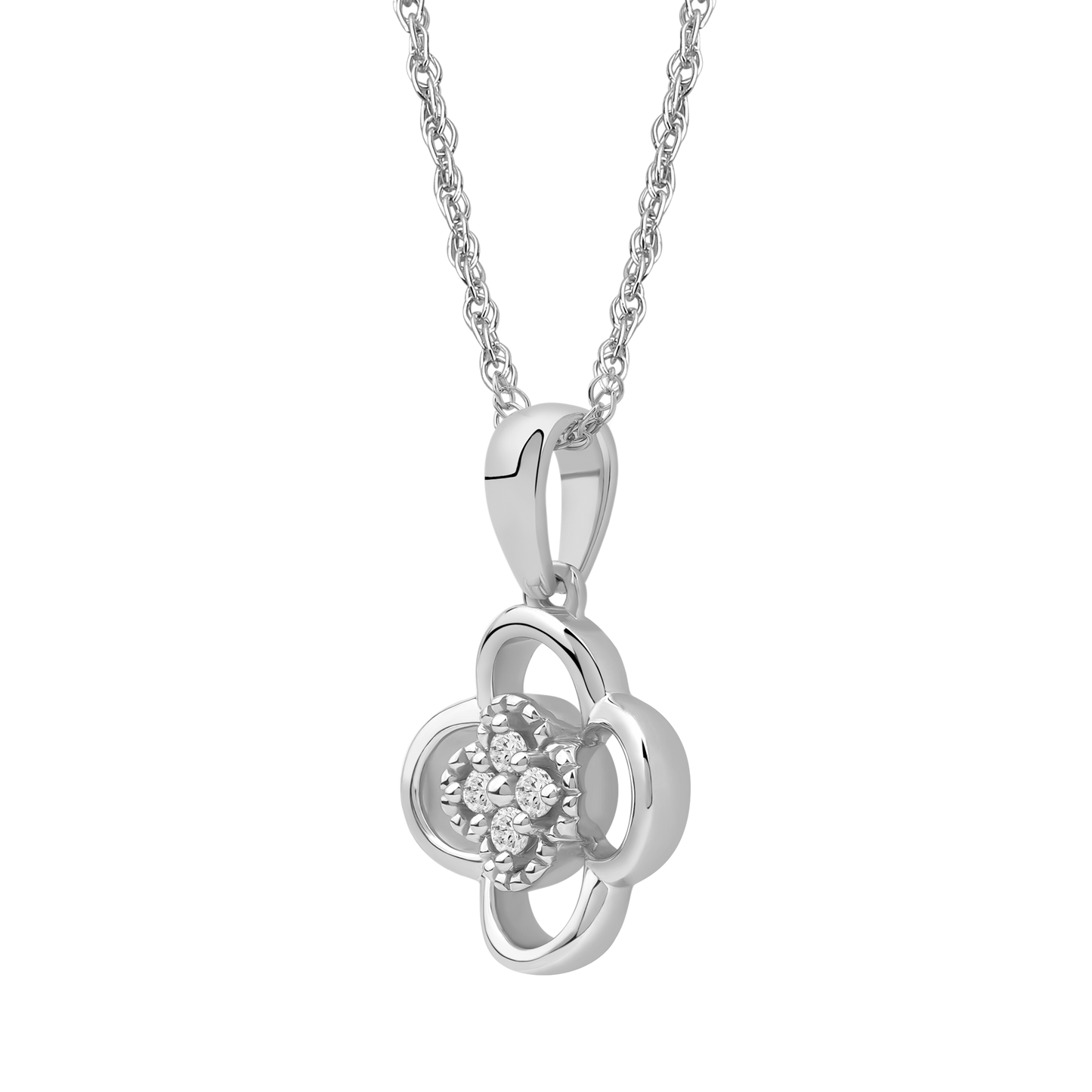 Diamanthalssmykke i hvitt og gult gull, 0.04ct TW/Si