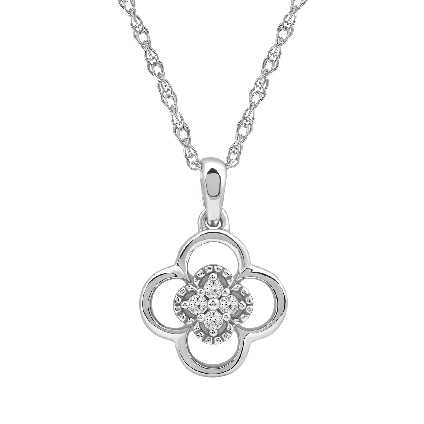 Diamanthalssmykke i hvitt og gult gull, 0.04ct TW/Si