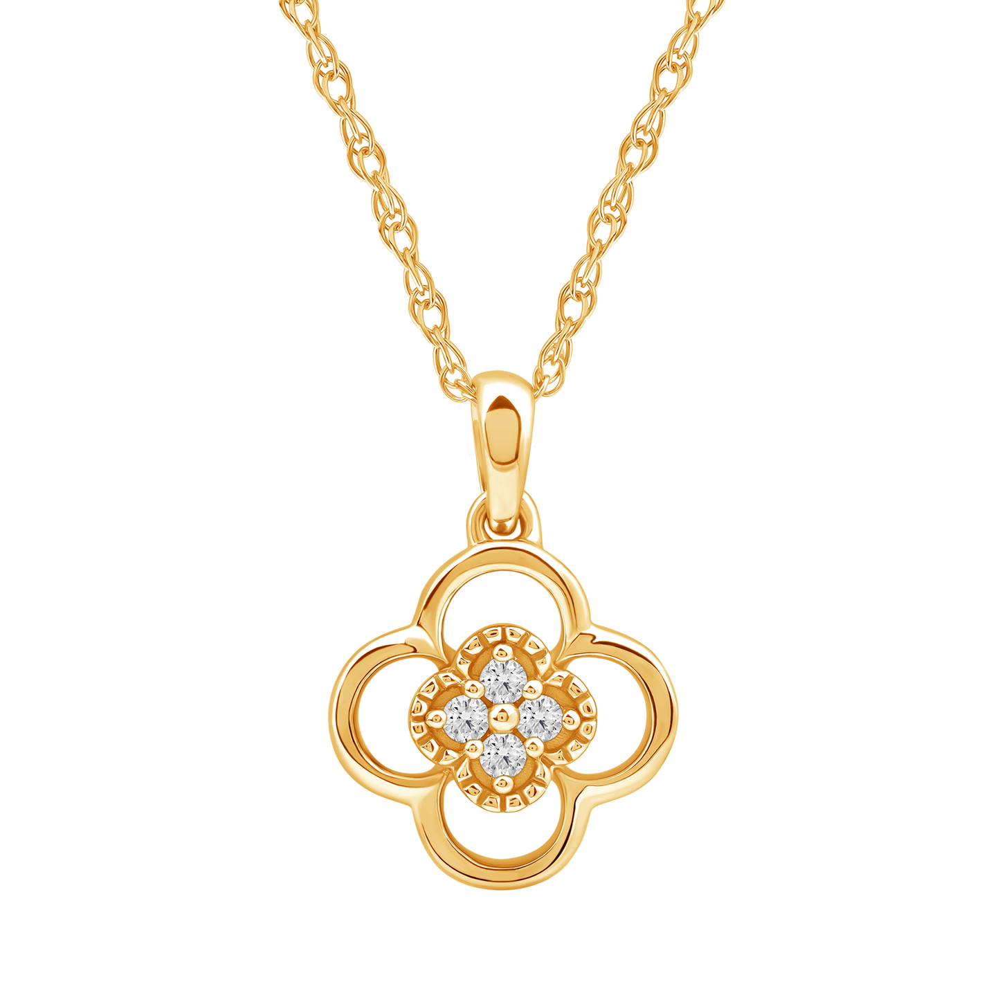 Diamanthalssmykke i hvitt og gult gull, 0.04ct TW/Si
