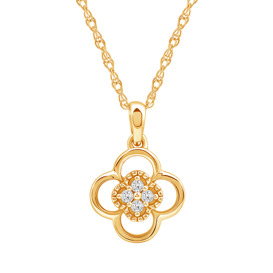 Diamanthalssmykke i hvitt og gult gull, 0.04ct TW/Si