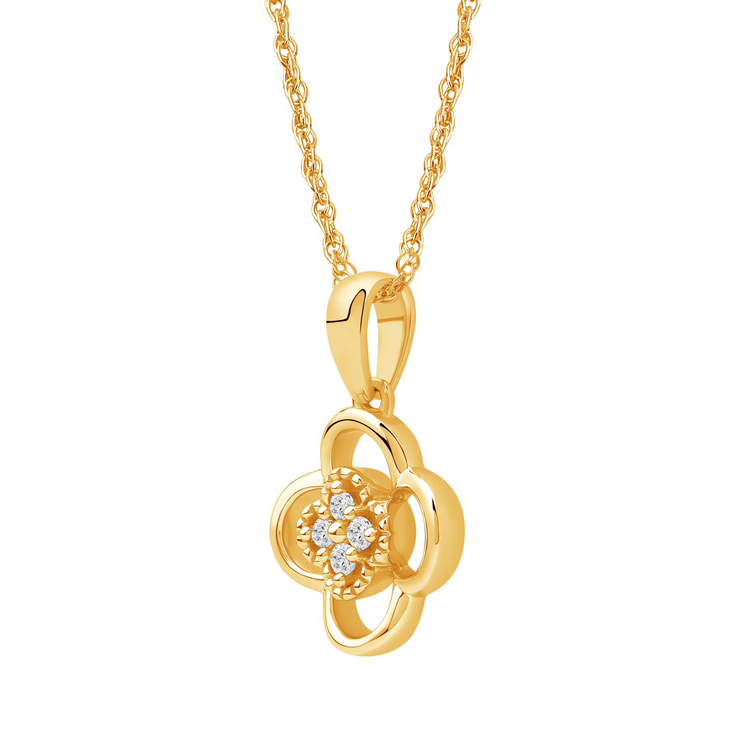 Diamanthalssmykke i hvitt og gult gull, 0.04ct TW/Si