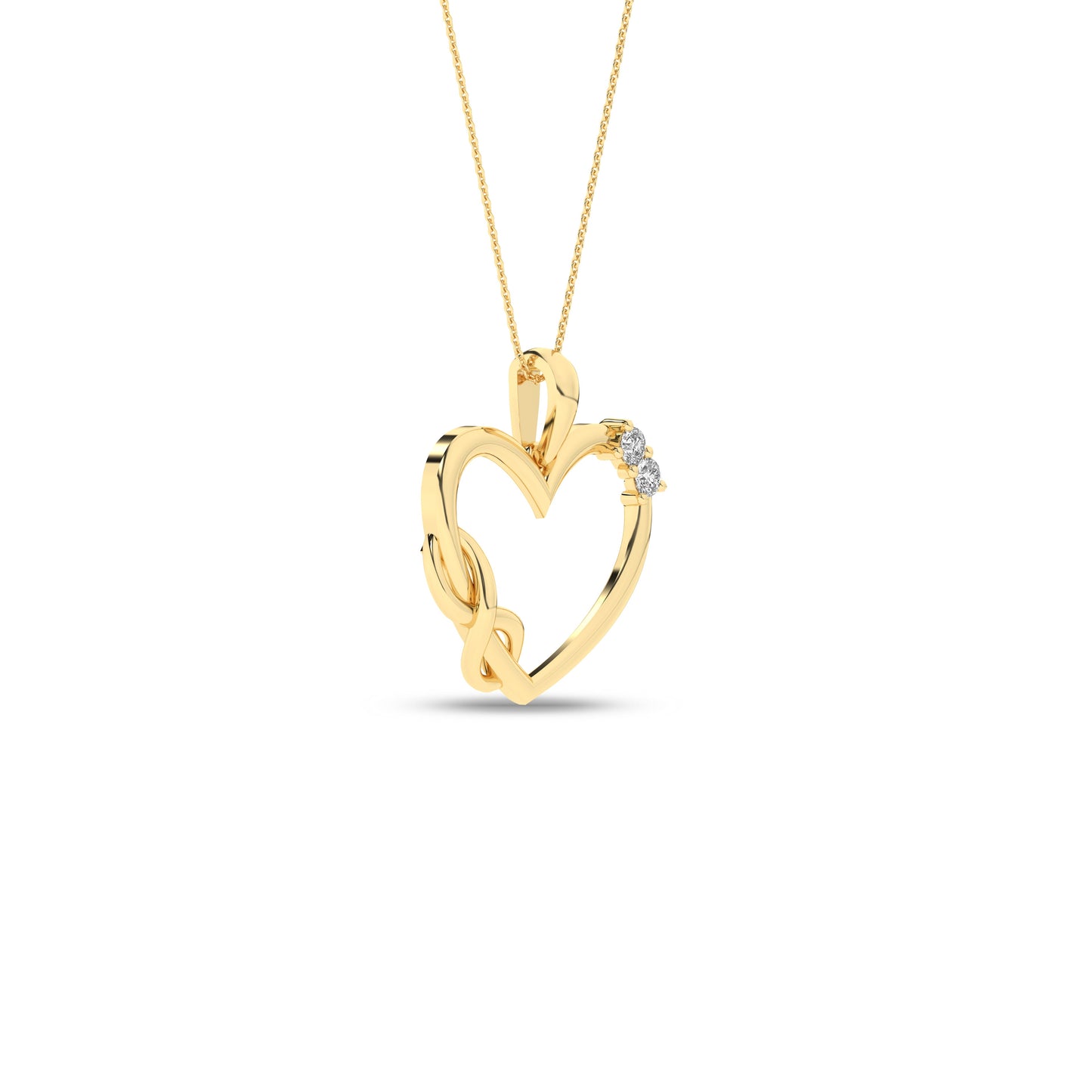 Hjerteanheng i 14kt Gult/Hvitt Gull,, 0.05ct TW/SI diamanter