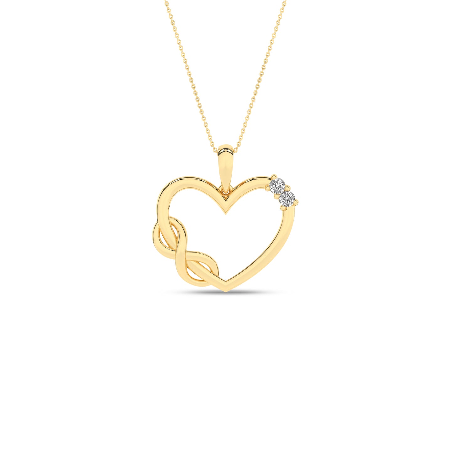 Hjerteanheng i 14kt Gult/Hvitt Gull,, 0.05ct TW/SI diamanter