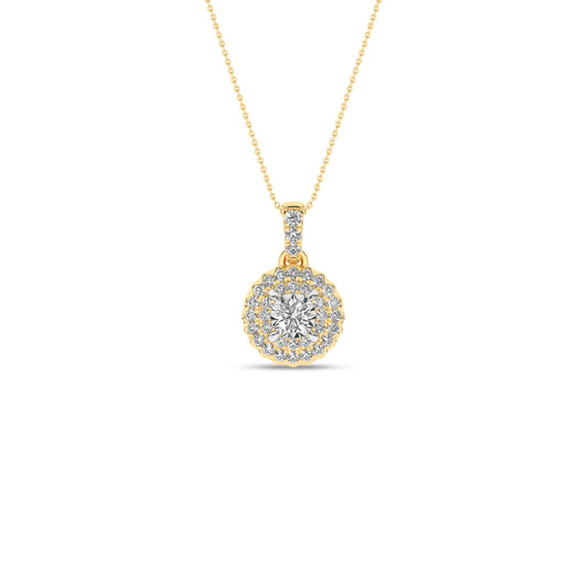 Rosett diamanthalssmykke i Hvitt/Gult Gull, 0,25ct TWSI