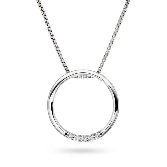 Diamant halssmykke i hvitt og gult gull, 0.10ct TW/Si