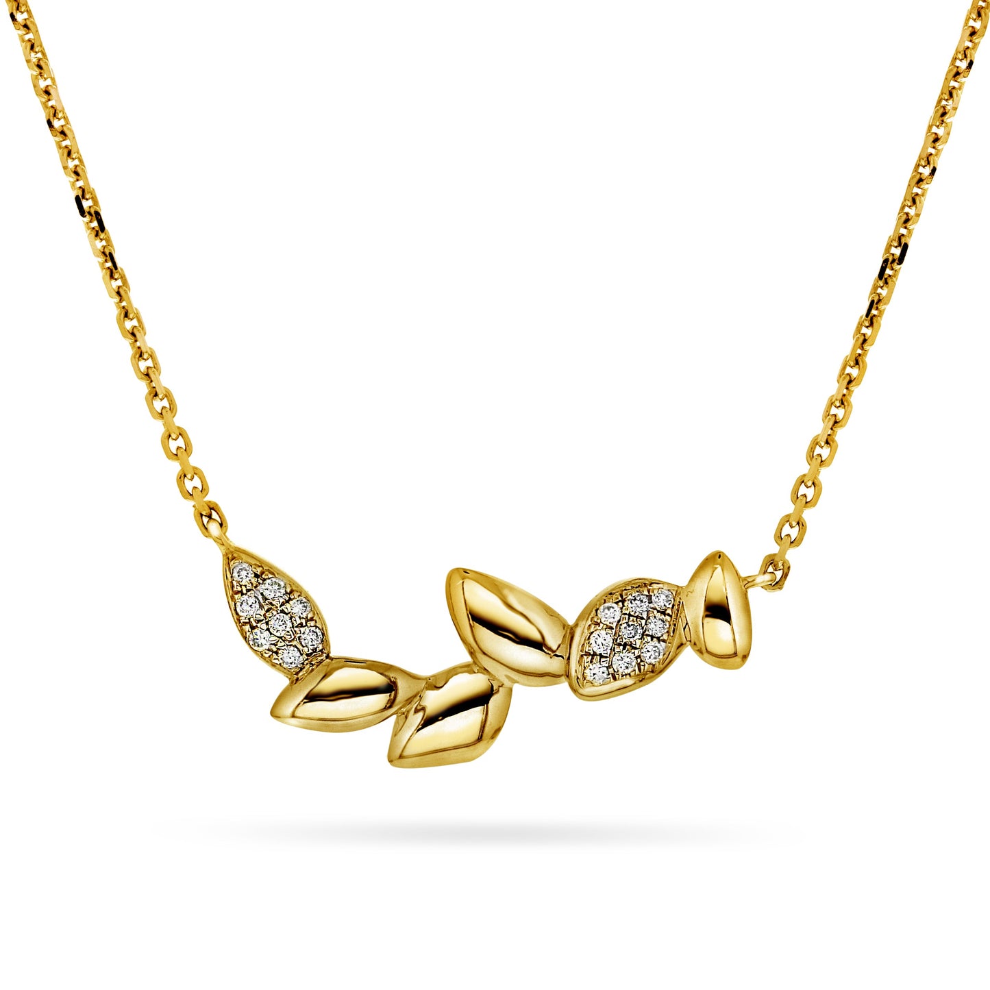 Collier-Halssmykke i Hvitt/Gult Gull (585), 0.15ct TW/SI Diamanter