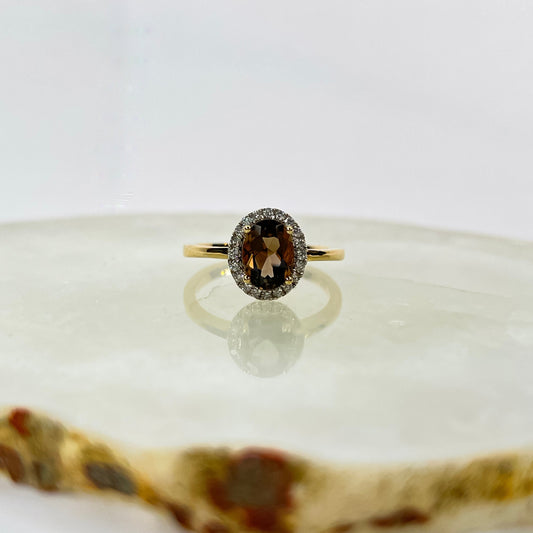 Diamantring med Røykkvarts 0.20ct tw/si