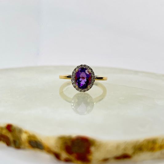 Diamantring med Ametyst 0.20ct tw/si