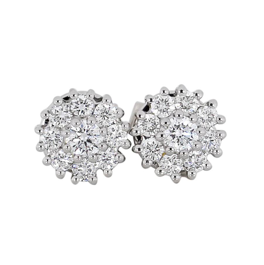 Rosettørepynt i 14kt Hvitt Gull,, 0.85ct TW/SI Diamanter