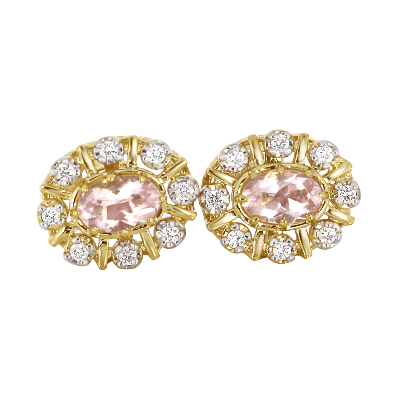 Diana Diamantørepynt i 14kt Gult Gull (585) med Rosekvarts og 0.16ct TW/SI Diamanter