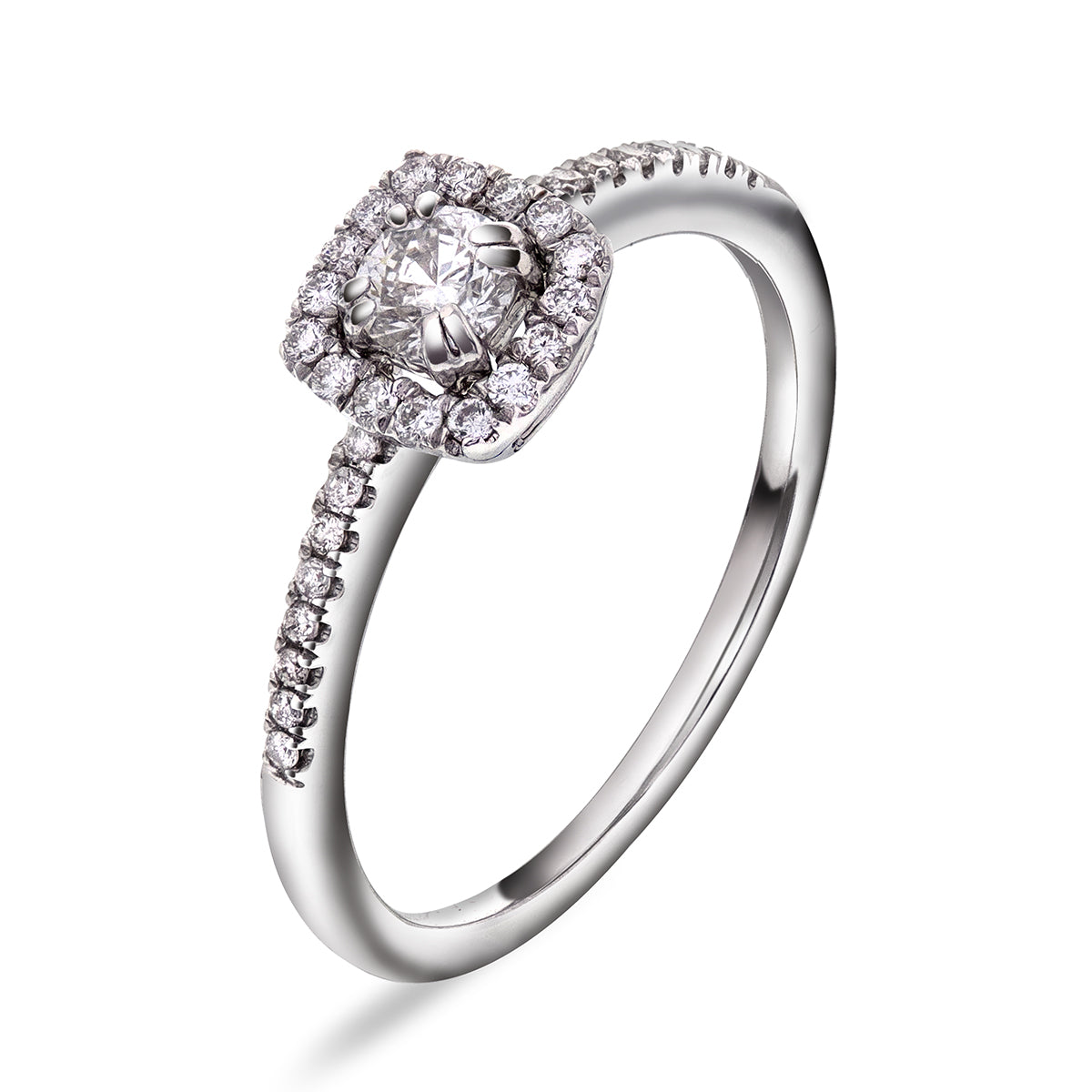 Diamantring i Hvitt Gull (585) med Tot. 0.38ct TW/SI Diamanter