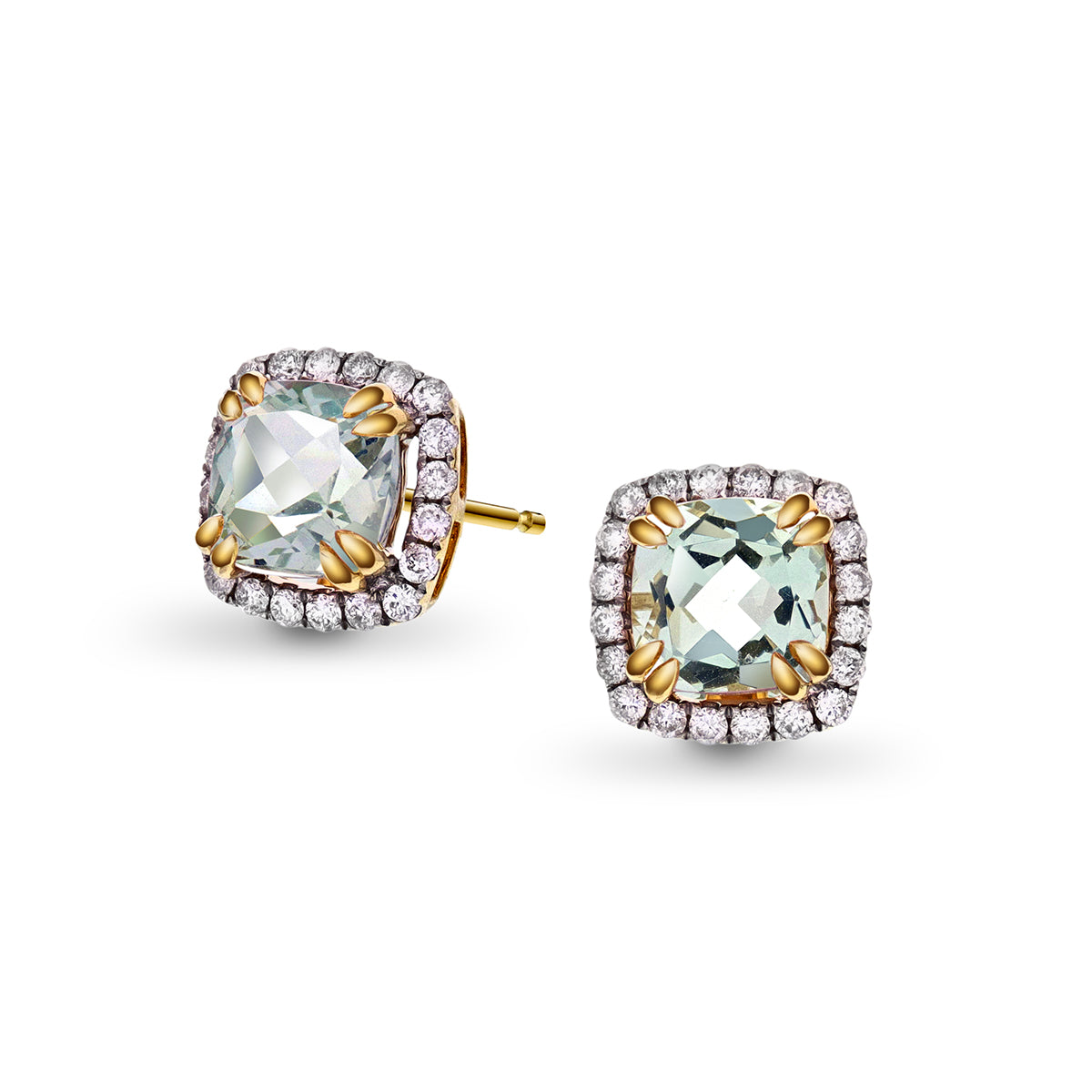 Bloom Diamantørepynt i Gult Gull - 0.30ct tw/si Diamanter - 2.10ct Grønn Ametyst - 14kt Gull (585)