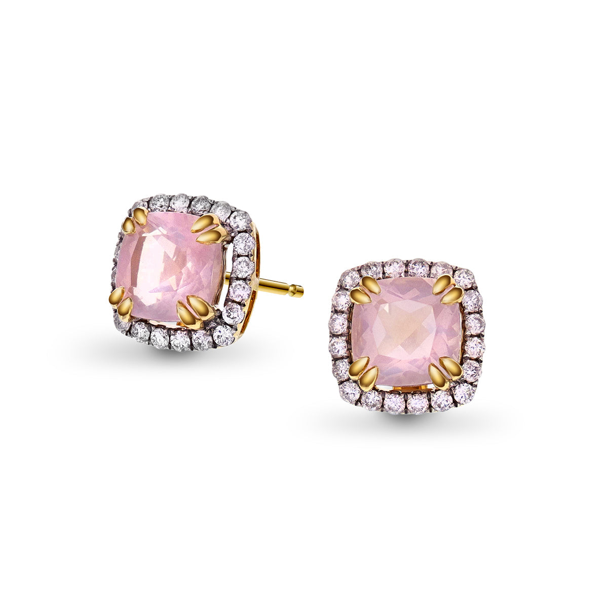 Bloom Diamantørepynt i Gult Gull - 0.30ct tw/si Diamanter - 2.10ct Rosekvarts - 14kt Gull (585)