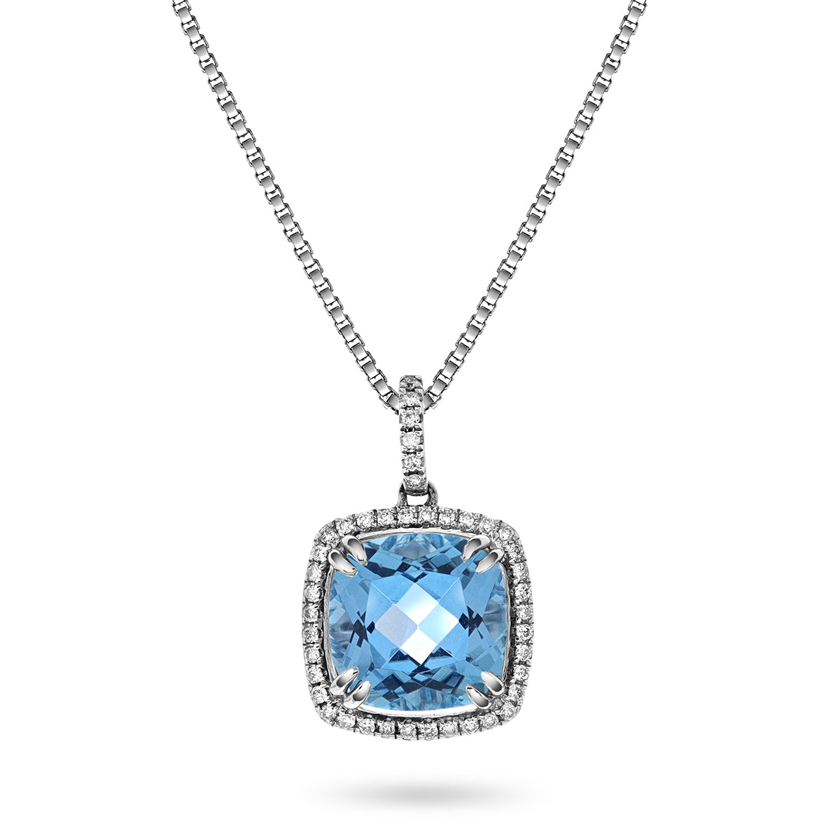Bloom Diamantanheng i Hvitt Gull - 0.20ct tw/si Diamanter - 4.10ct Blå Topas - 14kt Gull (585)